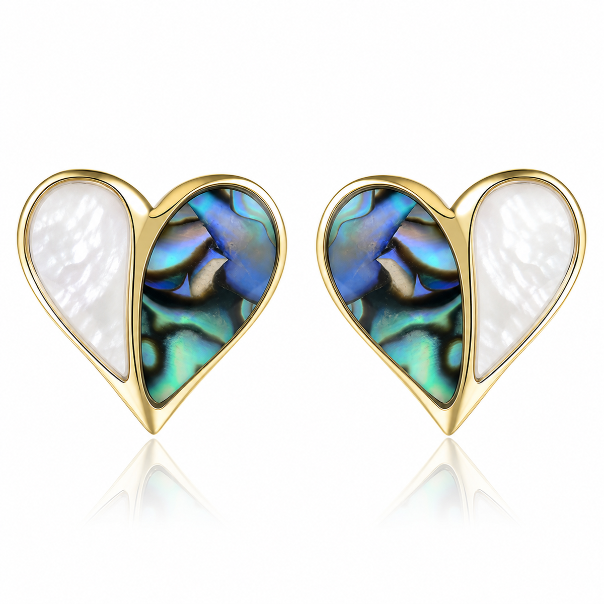 Heart Earrings - Abalone + White MOP - 0101