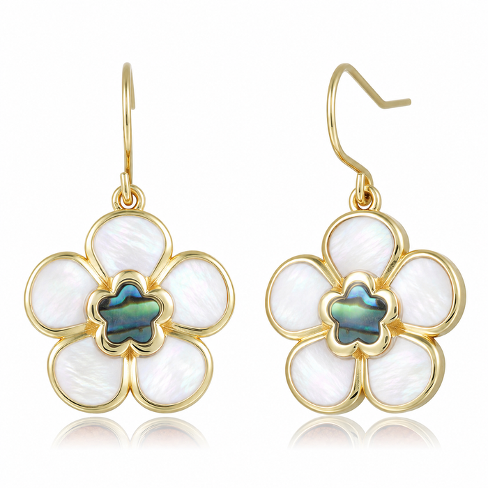 Island Floral Earrings - Abalone + White MOP - 0103