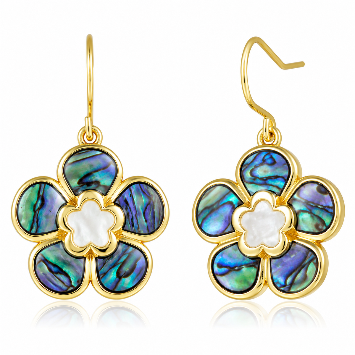 Island Floral Earrings - White MOP + Abalone - 0103