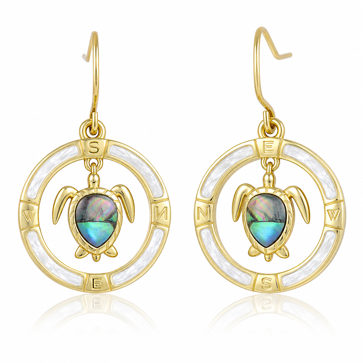 Honu Earrings - Abalone + White MOP - 0105