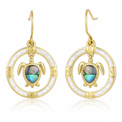 Honu Earrings - Abalone + White MOP - 0105