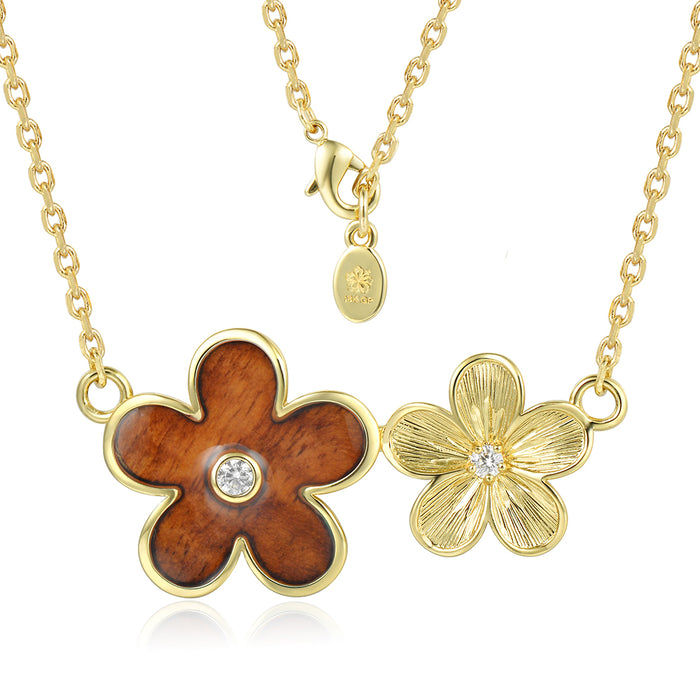 Island Floral Necklace - Wood - 0021