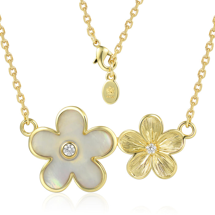 Island Floral Necklace - White MOP - 0021