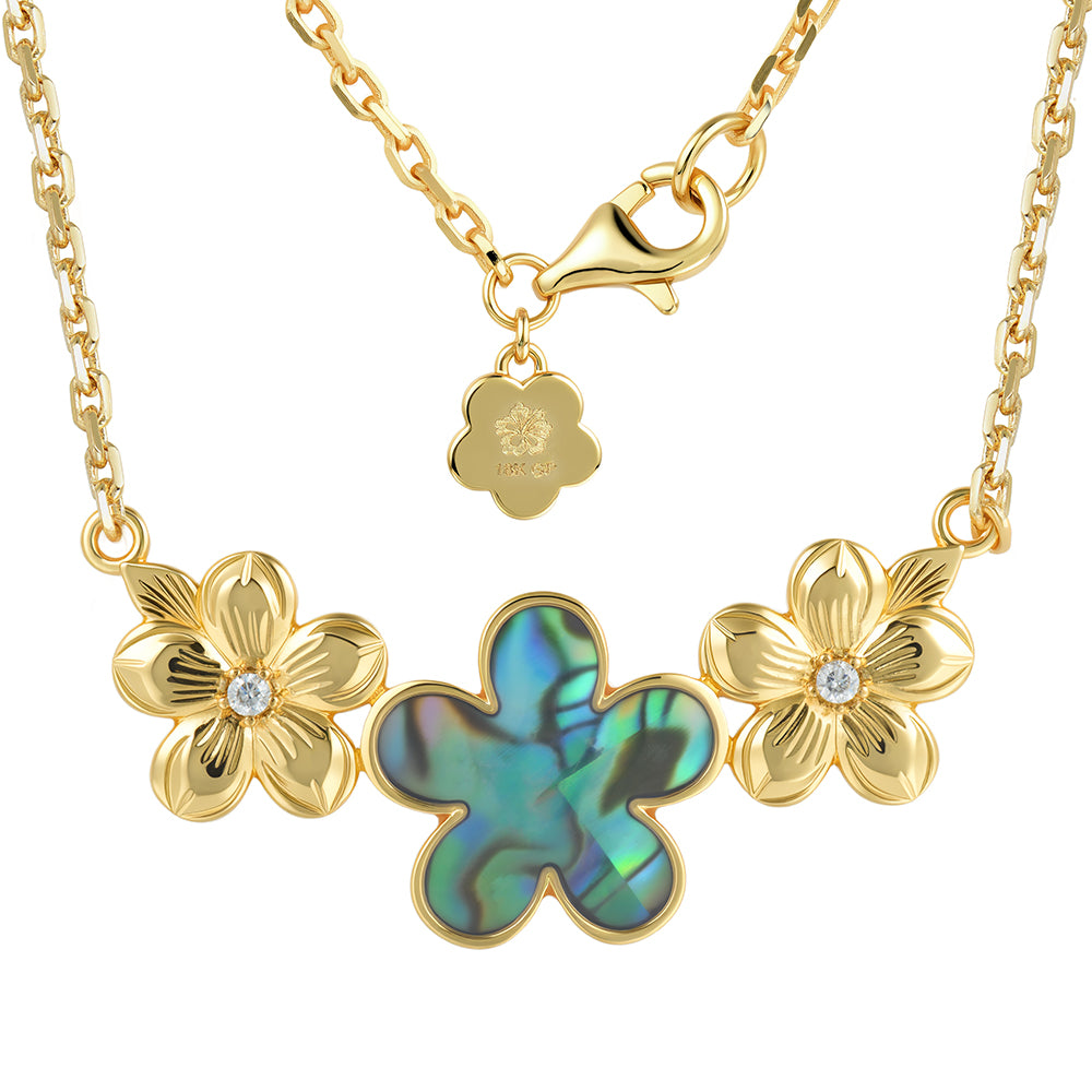 Island Floral Necklace - Abalone - 0071