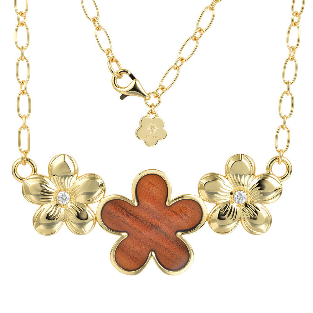 Island Floral Necklace - Wood - 0072