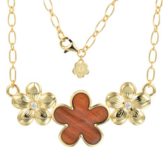 Island Floral Necklace - Wood - 0072