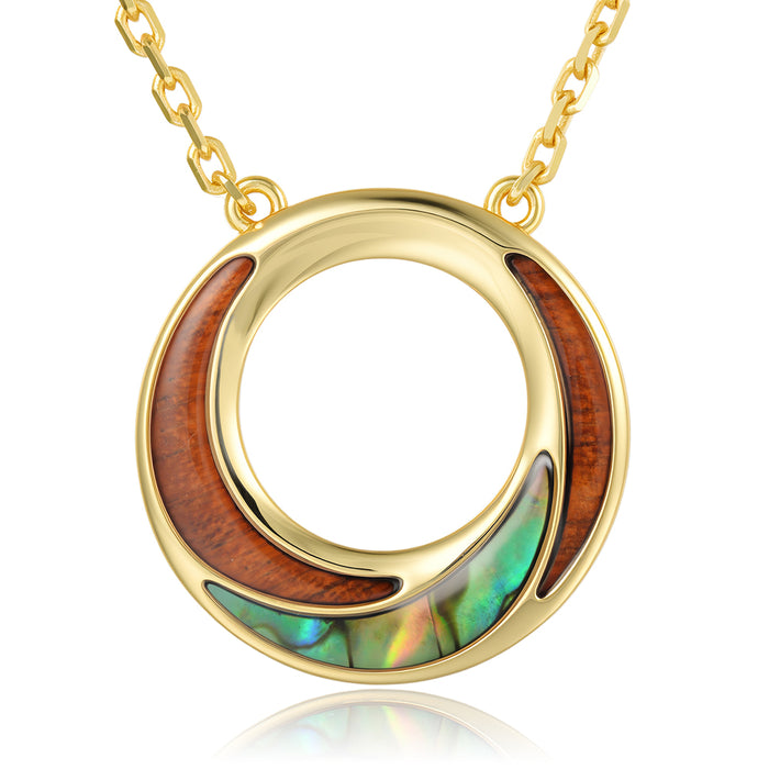 Ocean Necklace - Abalone + Wood - 0075