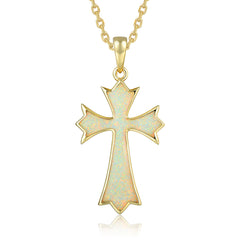 Cross Pendant - White Opal - 0008