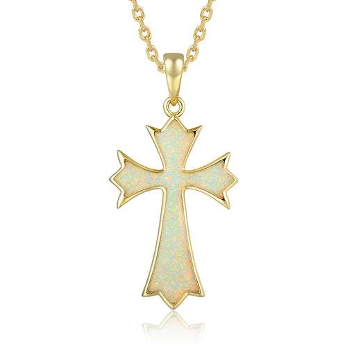 Cross Pendant - White Opal - 0008