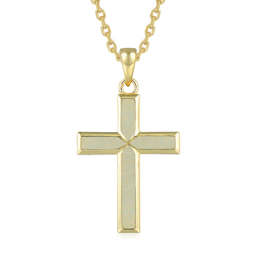 Cross Pendant - White Opal - 0010