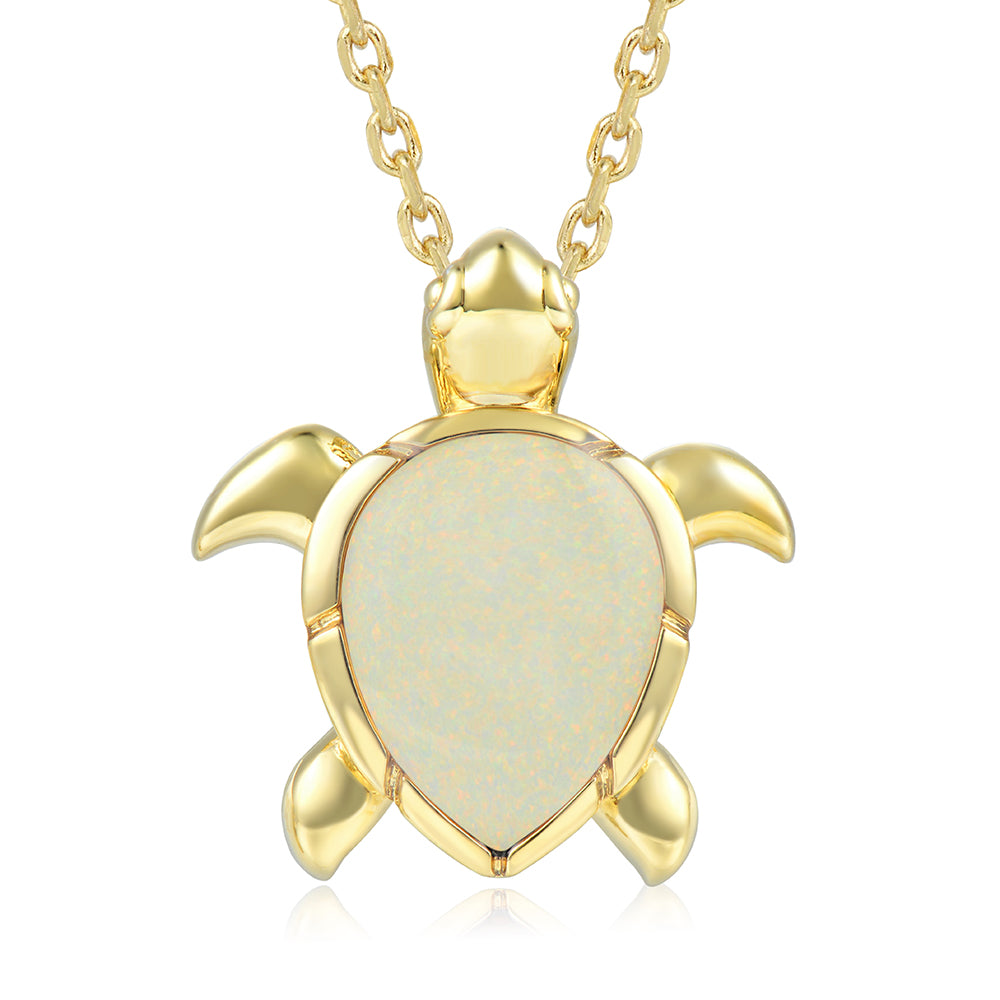 Honu Pendant - White Opal - 0011