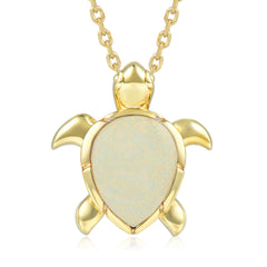 Honu Pendant - White Opal - 0011