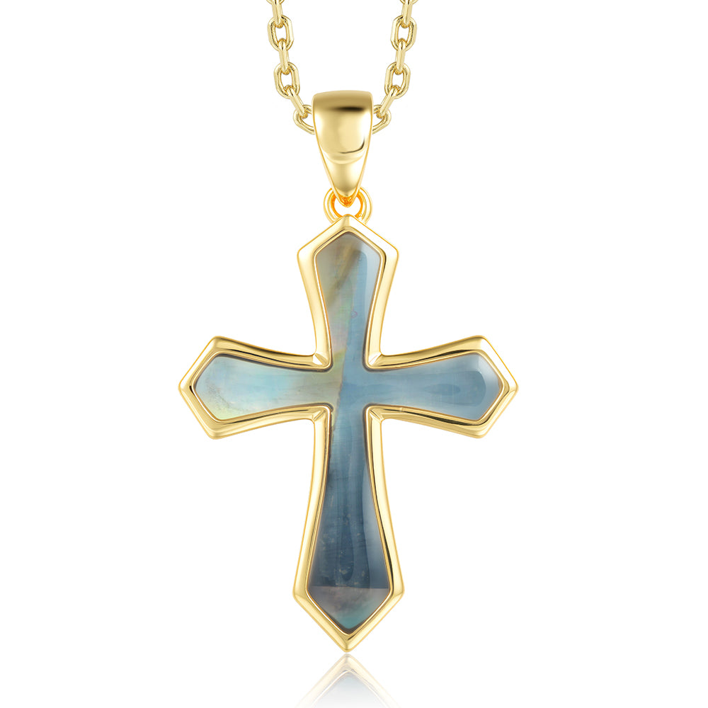 Cross Pendant - Blue Shell - 0030