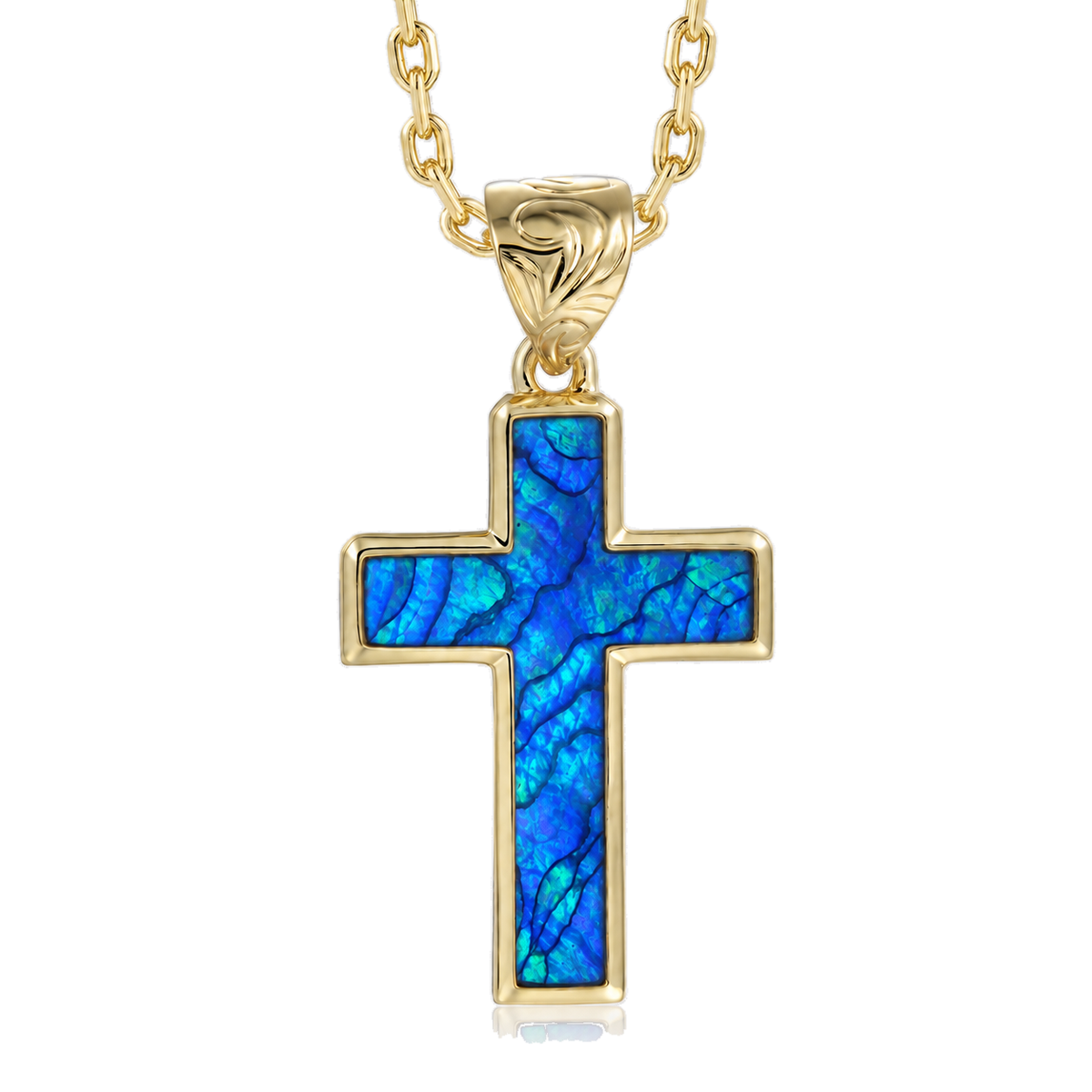 Cross Pendant - Blue Opal - 0031