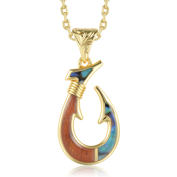 Island Icon Pendant - Abalone + Wood - 0033