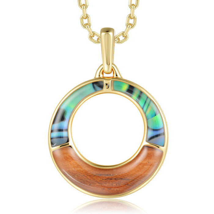 Everyday Pendant - Abalone + Wood - 0037