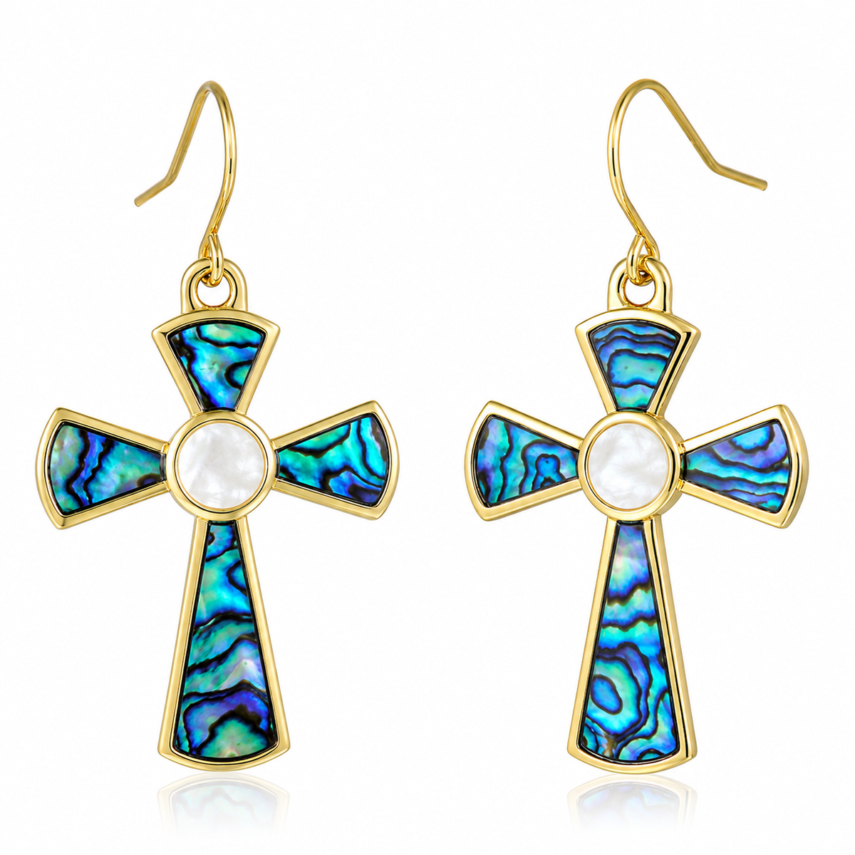 Cross Pendant - Abalone + White MOP - 0042