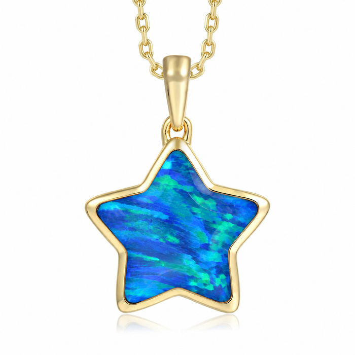 Statement Pendant - Blue Opal - 0048