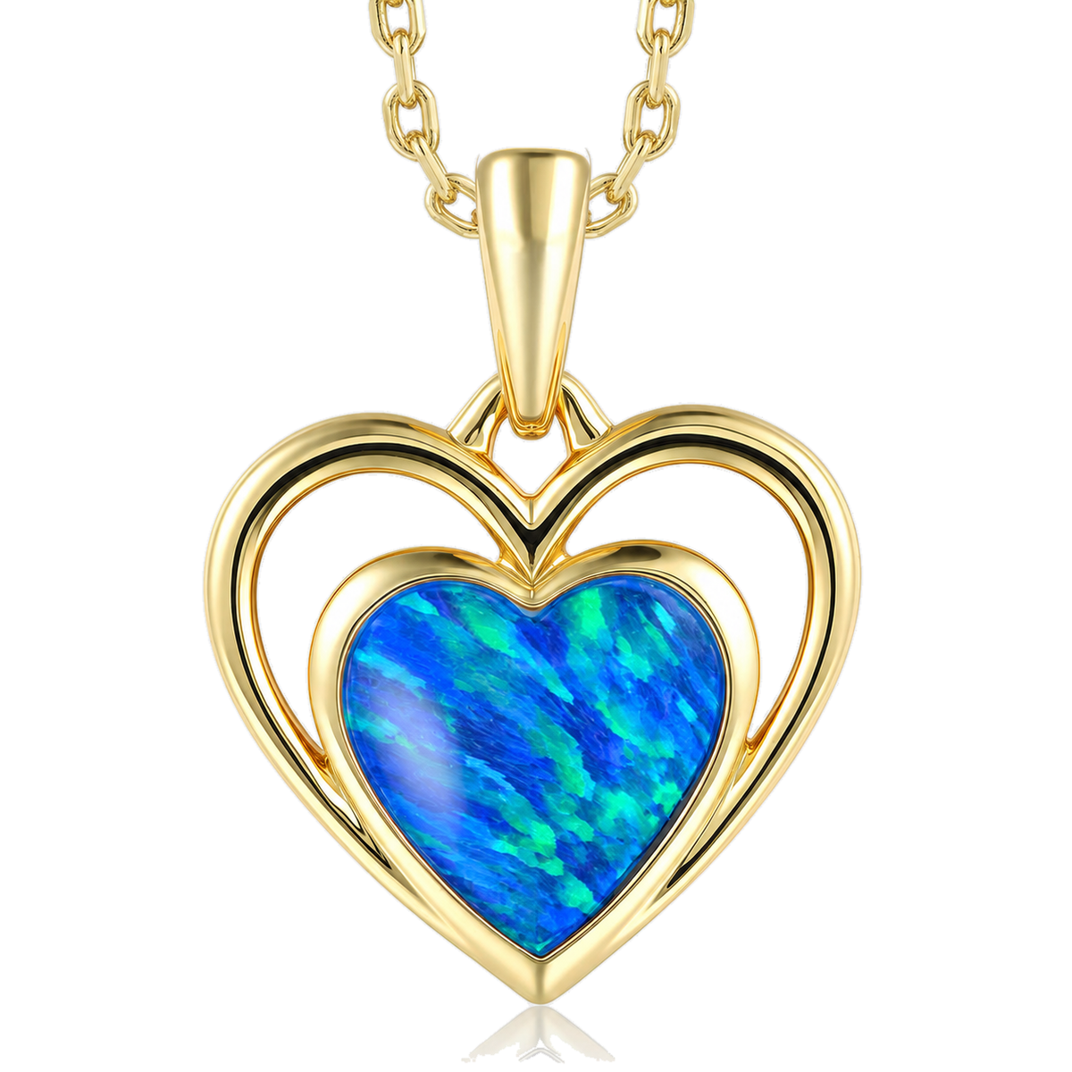 Heart Pendant - Blue Opal - 0049