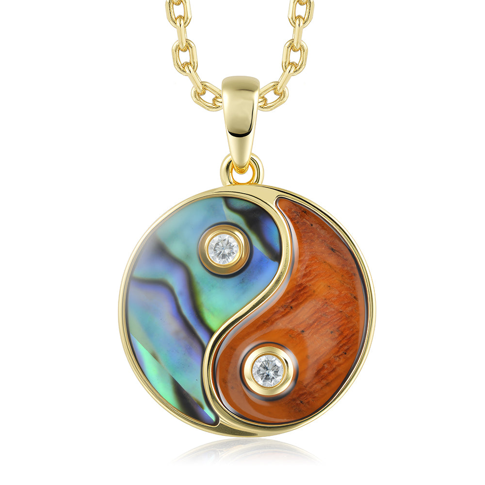 Statement Pendant - Abalone + Wood - 0054