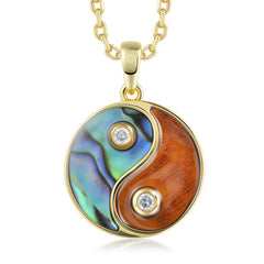 Statement Pendant - Abalone + Wood - 0054