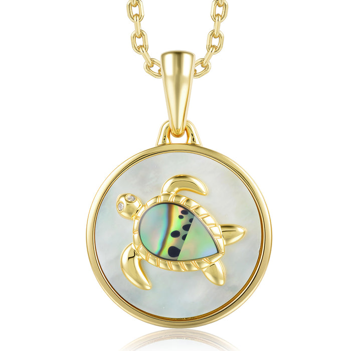 Honu Pendant - Abalone + White MOP - 0079