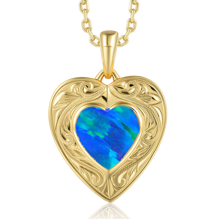 Heart Pendant - Blue Opal - 0080