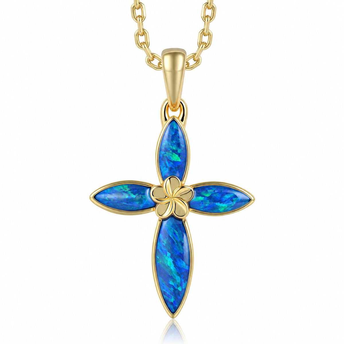Cross Pendant - Blue Opal - 0092