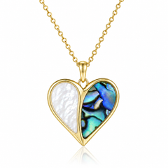 Heart Pendant - Abalone + White MOP - 0101