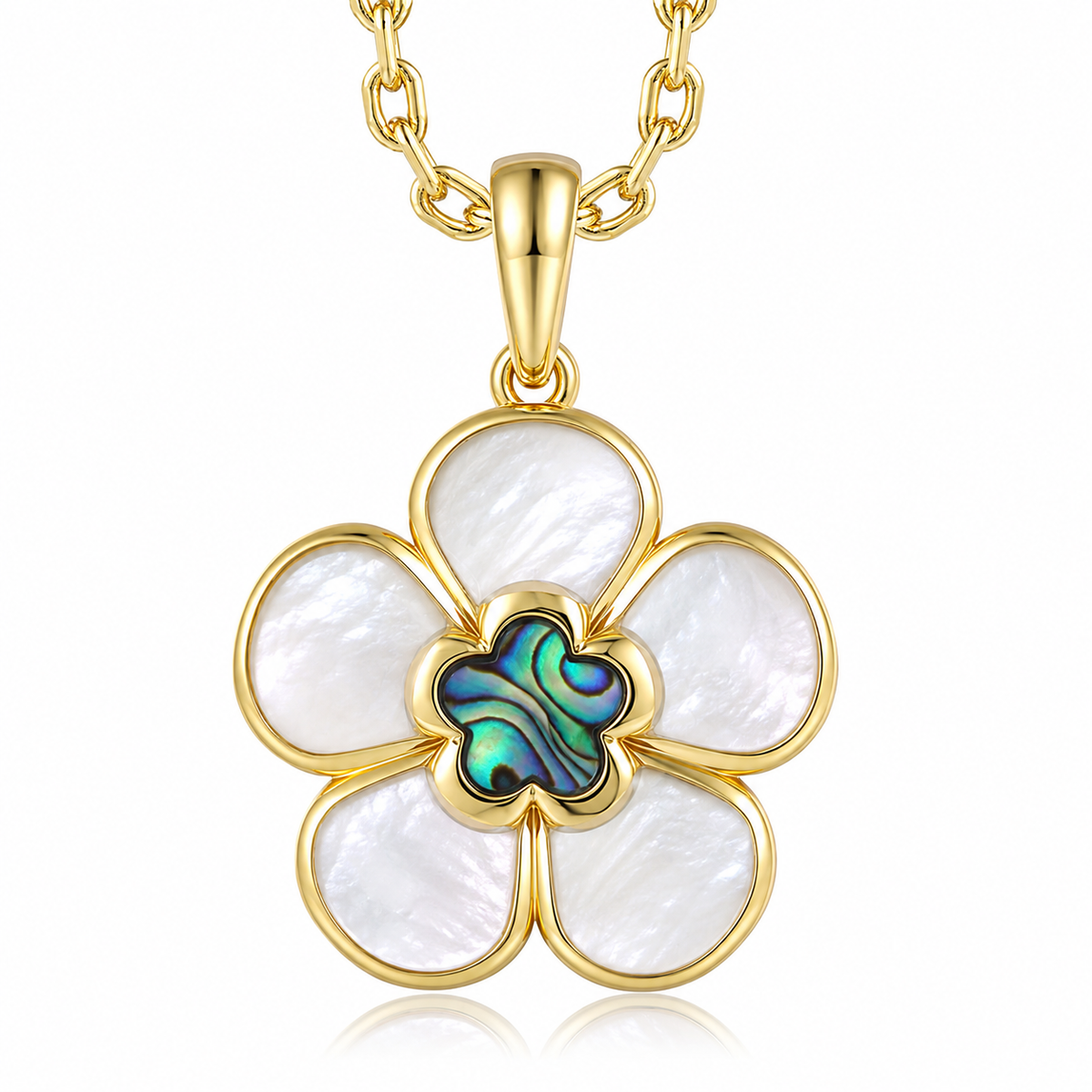 Island Floral Pendant - Abalone + White MOP - 0103