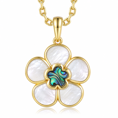Island Floral Pendant - Abalone + White MOP - 0103