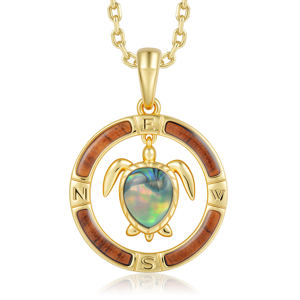Honu Pendant - Abalone + Wood - 0105