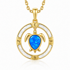 Honu Pendant - Blue Opal + White MOP - 0105