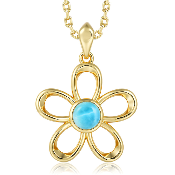 Island Floral Pendant - Larimar - 0123
