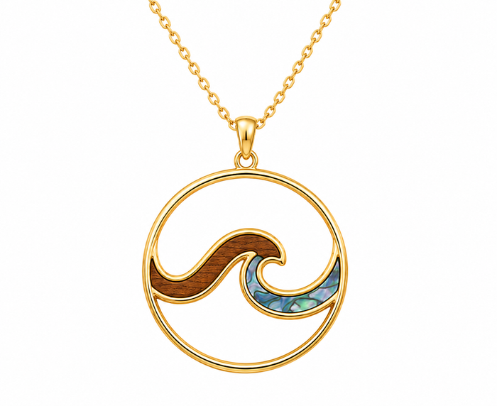Ocean Pendant - Abalone + Wood - 0130
